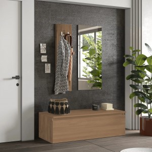 Vista ambientata Mobile ingresso in legno 138x165h colore "rovere mercure" modello Modula Totò Piccinni