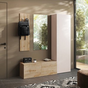 Vista ambientata Mobile Ingresso 165x186h in legno colore "rovere cadiz - cashmere" modello Modula Totò Piccinni