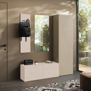 Vista ambientata Mobile Ingresso 165x186h in legno colore "cashmere - argilla" modello Modula Totò Piccinni