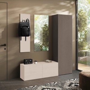 Vista ambientata Mobile Ingresso 165x186h in legno colore "cashmere - bronzo" modello Modula Totò Piccinni