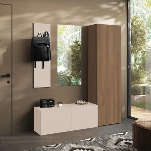 Vista ambientata Mobile Ingresso 165x186h in legno colore "cashmere - rovere mercure" modello Modula Totò Piccinni