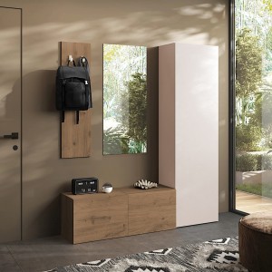 Vista ambientata Mobile Ingresso 165x186h in legno colore "rovere mercure - cashmere" modello Modula Totò Piccinni