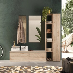 Vista ambientata Mobile ingresso in legno 194x186h colore "rovere cadiz" modello Modula Totò Piccinni