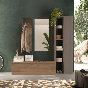 Vista ambientata Mobile ingresso in legno 194x186h colore "rovere mercure - bronzo" modello Modula Totò Piccinni