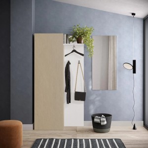 Vista ambientata Mobile Ingresso 95x186h in legno colore "argilla - bianco" modello Modula Totò Piccinni