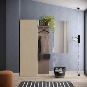 Vista ambientata Mobile Ingresso 95x186h in legno colore "argilla - bronzo" modello Modula Totò Piccinni