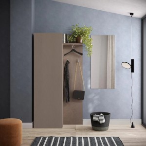 Vista ambientata Mobile Ingresso 95x186h in legno colore "bronzo" modello Modula Totò Piccinni