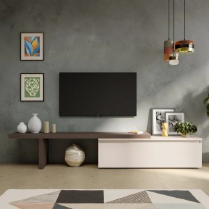 Vista ambientata Mobile porta tv 184-270x44h in legno colore "cashmere - bronzo" modello Modula Totò Piccinni