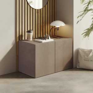 Vista ambientata Panca da terra in legno con 2 ante 63x35h colore "bronzo" modello Modula Totò Piccinni