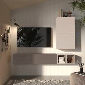 Vista ambientata Parete attrezzata 193x29x160h colore "bronzo - cashmere" modello Modula Totò Piccinni