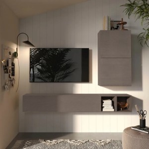 Vista ambientata Parete attrezzata 193x29x160h colore "bronzo" modello Modula Totò Piccinni