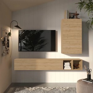 Vista ambientata Parete attrezzata 193x29x160h colore "rovere cadiz" modello Modula Totò Piccinni