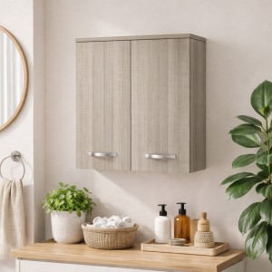 Vista ambientata pensile 2 ante in legno colore "olmo" modello Rugiada Totò Piccinni