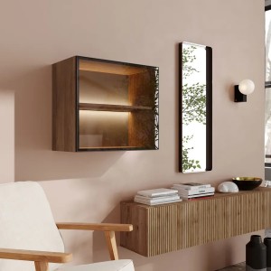 Pensile in legno 55x50h con anta reversibile in verto e telaio in alluminio modello Modula Totò Piccini