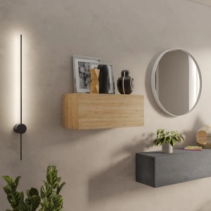 Vista ambientata Pensile orizzontale in legno con anta reversibile colore rovere cadiz 69x29h modello Modula Totò Piccinni