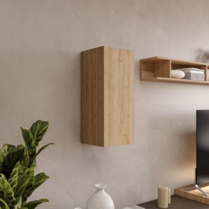 Vista ambientata Pensile verticale il legno con anta reversibile colore rovere cadiz 28x69h modello modula totò piccinni