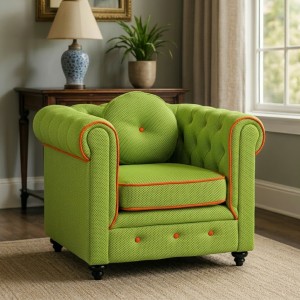 Poltrone CHESTER, design Chesterfield vintage retrò, trapuntate classiche con piedini in legno