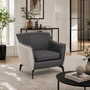 Vista ambientata Poltroncina in Similpelle imbottita colore "Bianco/Grigio" modello Elsa Totò Piccinni