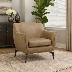 Vista ambientata Poltroncina da ingresso in Similpelle imbottita colore Tortora modello Elsa Totò Piccinni