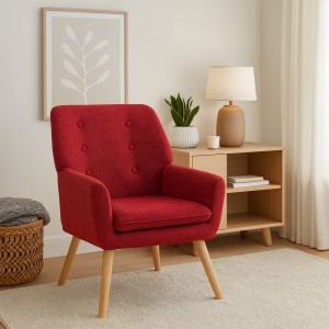 Vista ambientata Poltroncina in Tessuto imbottita colore Bordeaux modello Livia Totò Piccinni