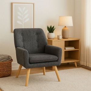 Vista ambientata Poltroncina in Tessuto imbottita colore Grigio modello Livia Totò Piccinni