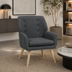 Vista ambientata Poltroncina in Tessuto imbottita colore Grigio modello Livia Totò Piccinni