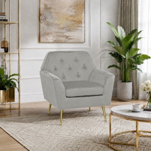 Vista ambientata Poltroncina in Velluto imbottita colore Grigio modello Sofi Totò Piccinni