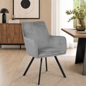 Vista ambientata Poltroncine in Velluto colore Grigio Chiaro con gambe in metallo modello Borghese Totò Piccinni
