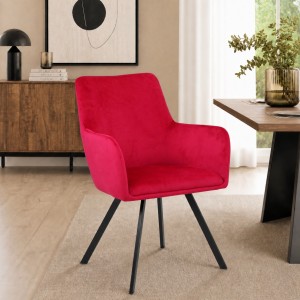 Vista ambientata Poltroncine in Velluto colore Bordeaux con gambe in metallo modello Borghese Totò Piccinni