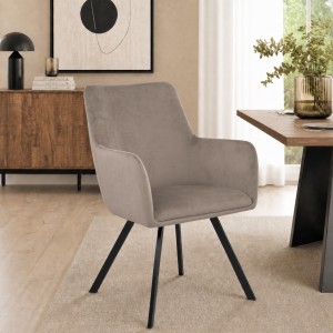 Vista ambientata Poltroncine in Velluto colore Tortora con gambe in metallo modello Borghese Totò Piccinni