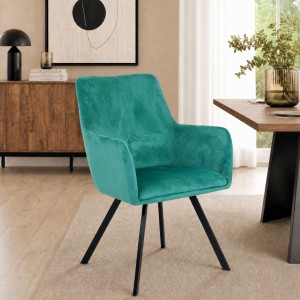 Vista ambientata Poltroncine in Velluto colore Verde Bottiglia con gambe in metallo modello Borghese Totò Piccinni