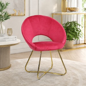 Vista ambientata Poltrona in Velluto colore Bordeaux design moderno con piedini in metallo modello Saturno Totò Piccinni