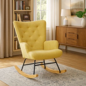 Vista ambientata Poltrona a dondolo in tessuto colore Giallo Totò Piccinni