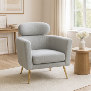 Vista ambientata Poltrona da salotto in Velluto boulcè colore Grigio Chiaro modello Monia Totò Piccinni