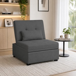 Poltrona letto in Tessuto colore Antracite senza braccioli modello Prestodormo Totò Piccinni