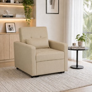 Poltrona letto in Tessuto colore Beige con braccioli modello Prestodormo Totò Piccinni