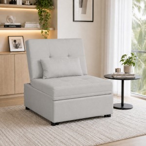 Poltrona letto in Tessuto colore Grigio Chiaro senza braccioli modello Prestodormo Totò Piccinni