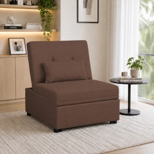 Vista ambientata Poltrona letto in Tessuto colore Marrone senza braccioli modello Prestodormo Totò Piccinni