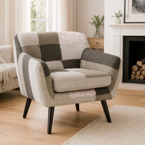 Vista ambientata Poltrona imbottita in tessuto colore Patchwork Elegant B Totò Piccinni