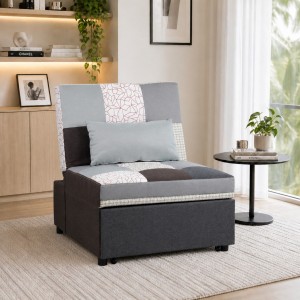 Vista ambientata Poltrona letto in Tessuto colore Patchwork Elegant  senza braccioli modello Prestodormo Totò Piccinni