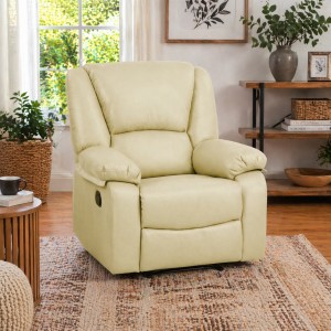Vista ambientata Poltrona relax reclinabile colore "Nabuk Beige" con poggiapiedi modello Calipso Totò Piccinni