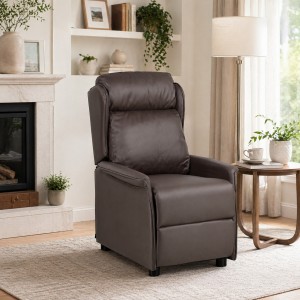 Poltrona Reclinabile Relax manuale Push Back, colore Ecopelle marrone - Modello Cadice Totò Piccinni