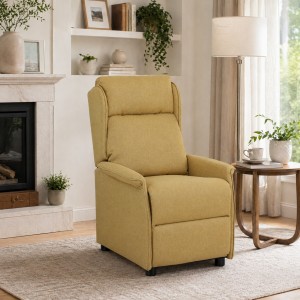 Vista ambientata Poltrona Reclinabile Relax manuale Push Back, colore beige - Modello Cadice Totò Piccinni