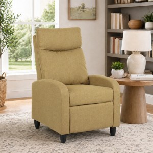 Poltrona Reclinabile Relax manuale Push Back, colore beige ambientata - Modello Madrid Totò Piccinni