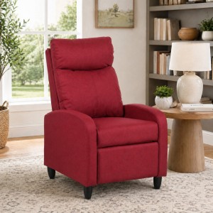 Poltrona Reclinabile Relax manuale Push Back, colore bordeaux ambientata in casa - Modello Madrid Totò Piccinni