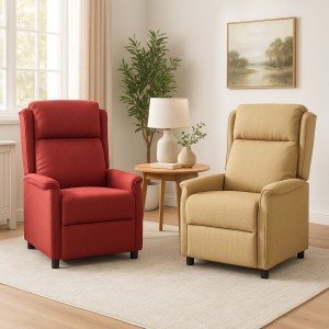 Poltrona Reclinabile Relax Manuale Push Back, Imbottita con Poggiapiedi, in Tessuto - CADICE