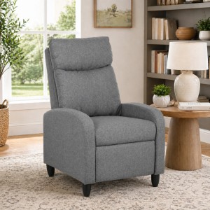 Poltrona Reclinabile Relax manuale Push Back, colore grigio ambientata - Modello Madrid Totò Piccinni