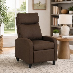 Poltrona Reclinabile Relax manuale Push Back, colore marrone ambientata - Modello Madrid Totò Piccinni