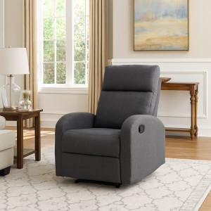 vista ambientata poltrona eureka reclinabile manualmente con poggiapiedi tessuto grigio