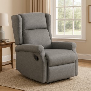 Vista ambientata Poltrona relax in Tessuto colore Grigio manuale imbottita con poggiapiedi modello Barcellona Totò Piccinni